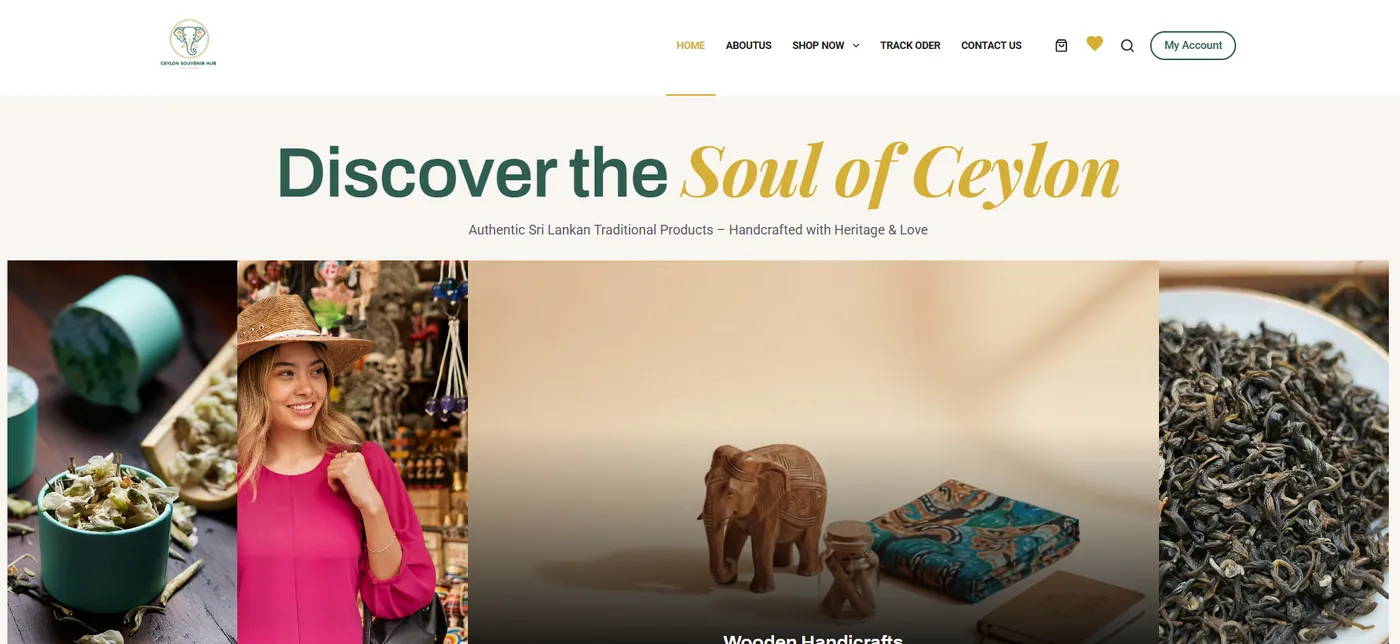 Ceylon Souvenir Hub WooCommerce eCommerce store homepage designed and developed by IT Coda